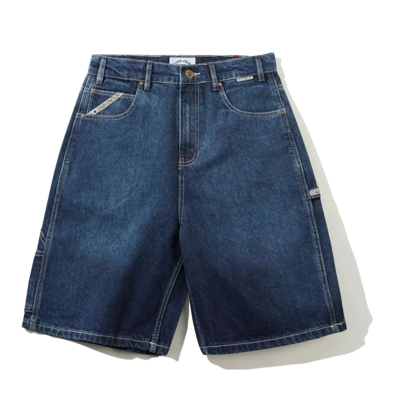 Cash Only Company Denim Shorts Washed Slub Blue
