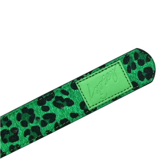 loosey Loves You Green Cheetah Studded Belt