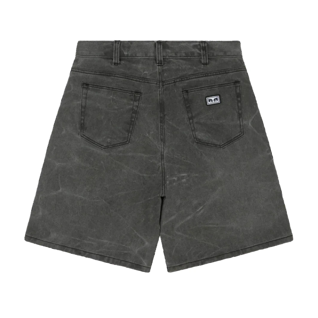 Obey Bigwig Baggy Denim Short Black Wrinkle Wash