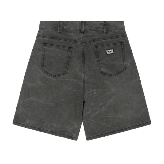 Obey Bigwig Baggy Denim Short Black Wrinkle Wash