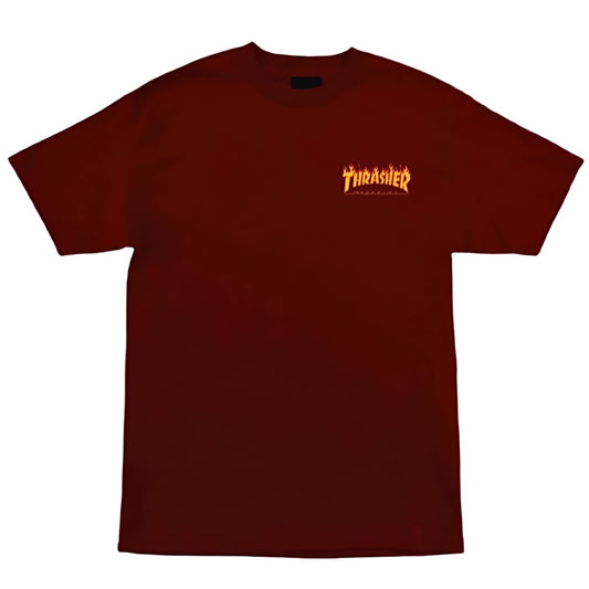 Santa Cruz X Thrasher Flame Dot T-Shirt Burgundy