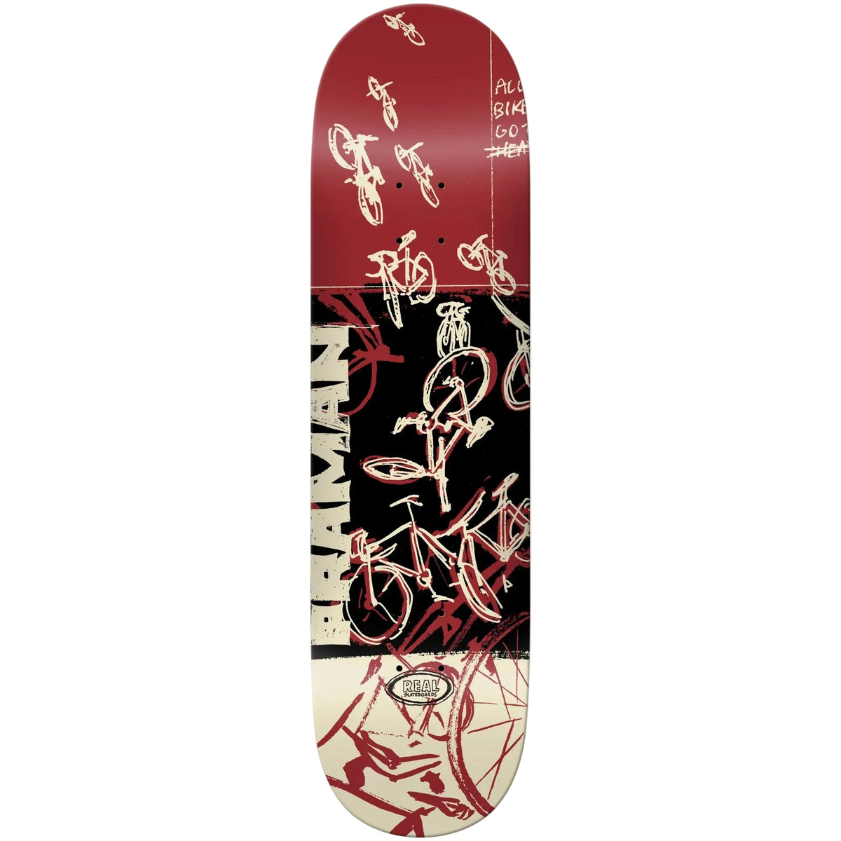 Real Skateboard Deck Patrick Praman Bike Purgatory Red 8.25" x 32"