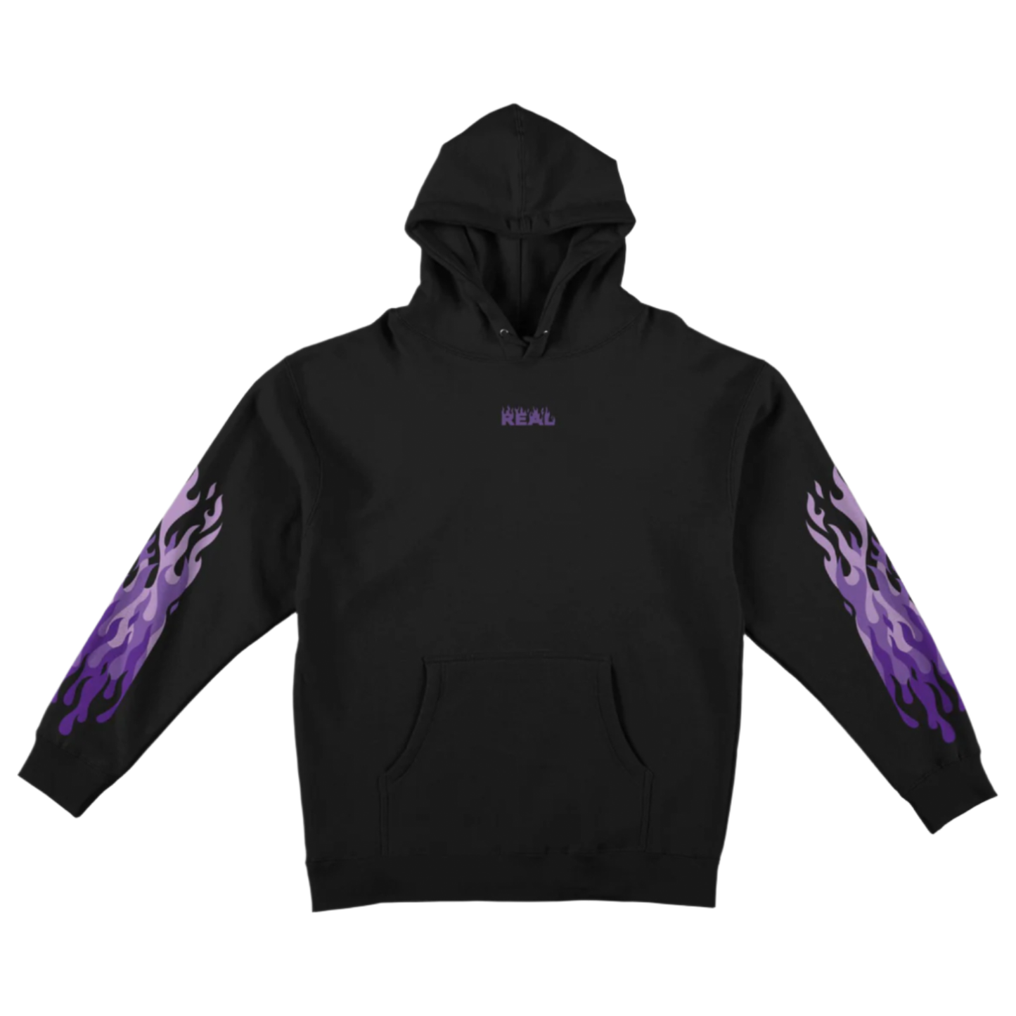 Real Hoodie Flames Sleeve Black