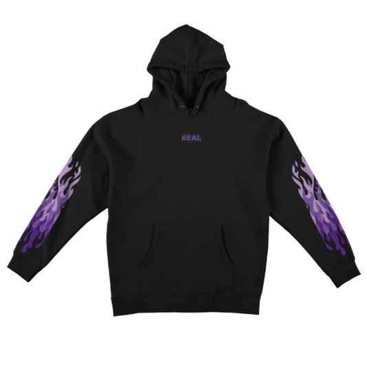 Real Hoodie Flames Sleeve Black