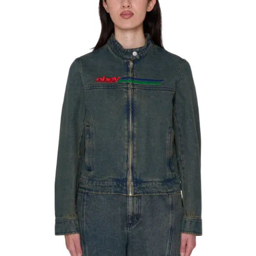 Obey Rove Moto Jacket Yellow Tint Wash