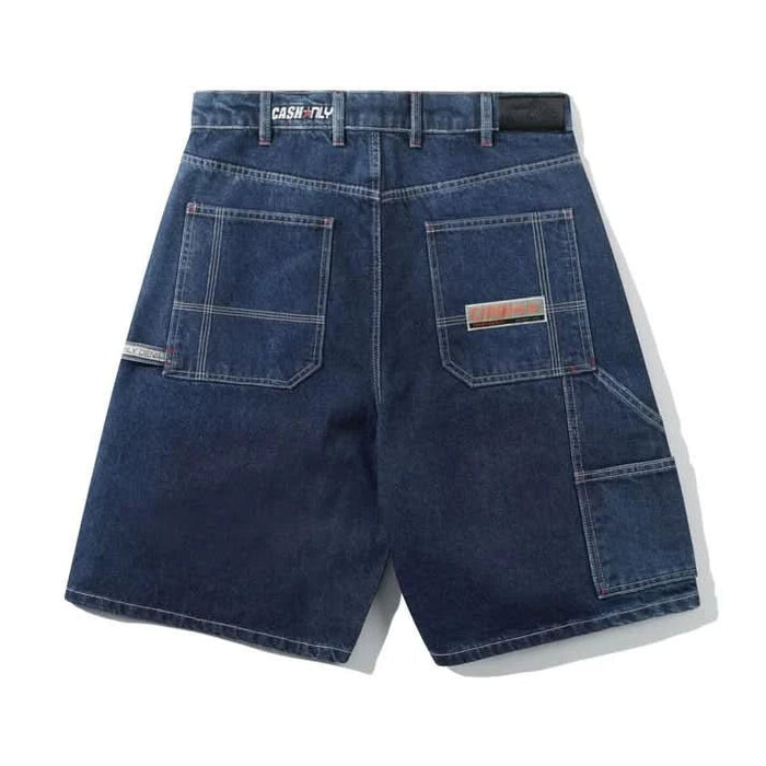 Cash Only Company Denim Shorts Washed Slub Blue