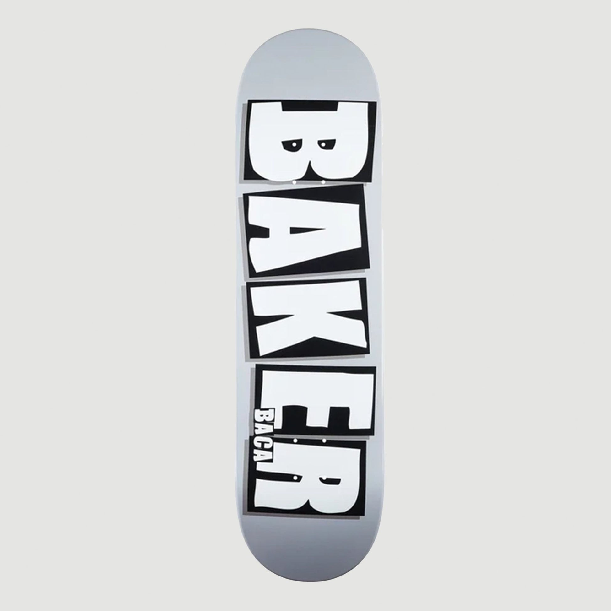 Baker Baca Brand Name Dipped Grey Skateboard Deck 8.5