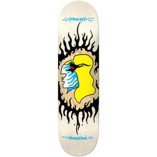 Krooked Skateboard Deck Anderson Pink Flame White 8.38