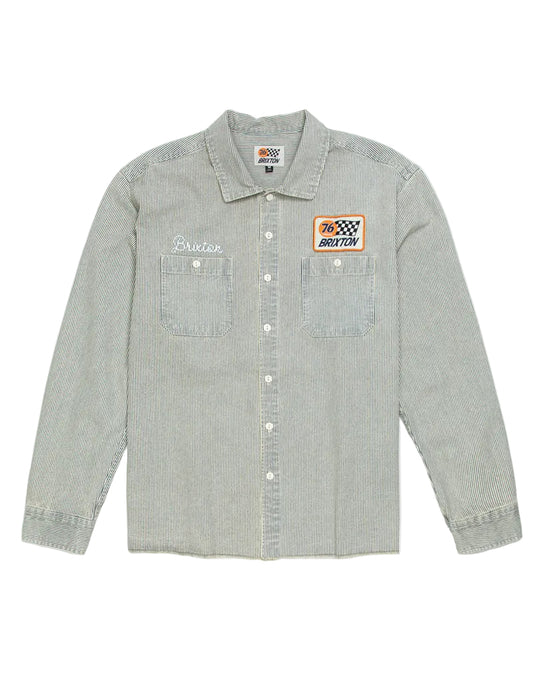 Brixton 76 Mechanics L/S Shirt Navy/Hickory Stripe 