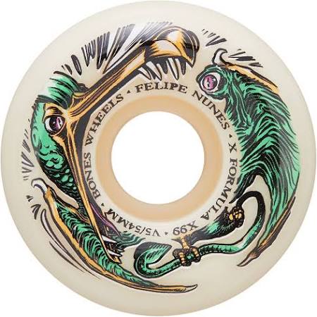 Bones X- Formula Nunes Dino- Sortas V5 Sidecut Skateboard Wheels