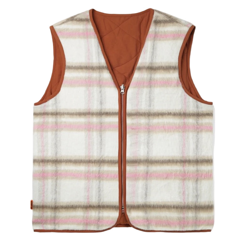 Butter Goods Reversible Hairy Plaid Vest Brown/Pink