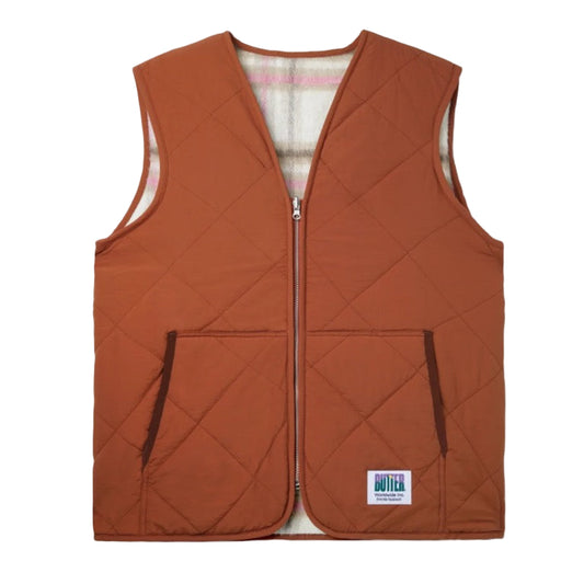 Butter Goods Reversible Hairy Plaid Vest Brown/Pink
